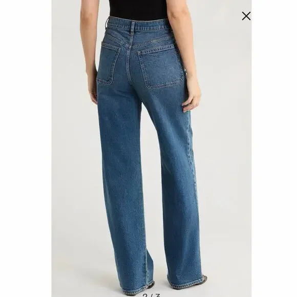 MADEWELL The Perfect Vintage Patch Pocket Wide Leg Jeans Sz 32P - Picture 4 of 12